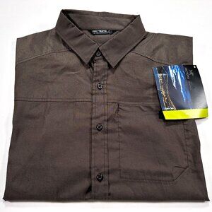 Arc'Teryx Frontera Men's L Black Clay Short Sleeve Button Front Shirt NEW NWT